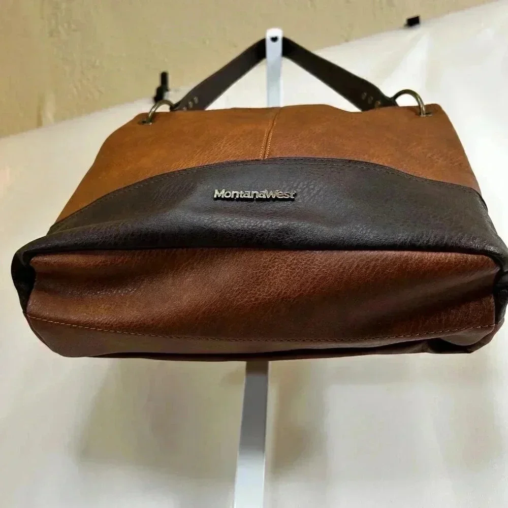 Montana West Two Tone Brown Shoulder Bag Handbag